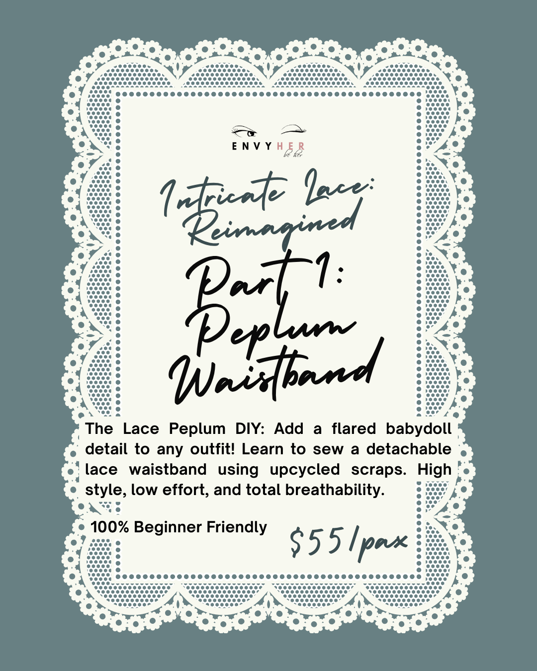 Intricate Lace: Reimagined Lace Peplum Waistband Workshop